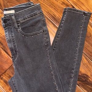 Levi's Mile High Super Skinny black Jeans with Side and pocket Stud Detail